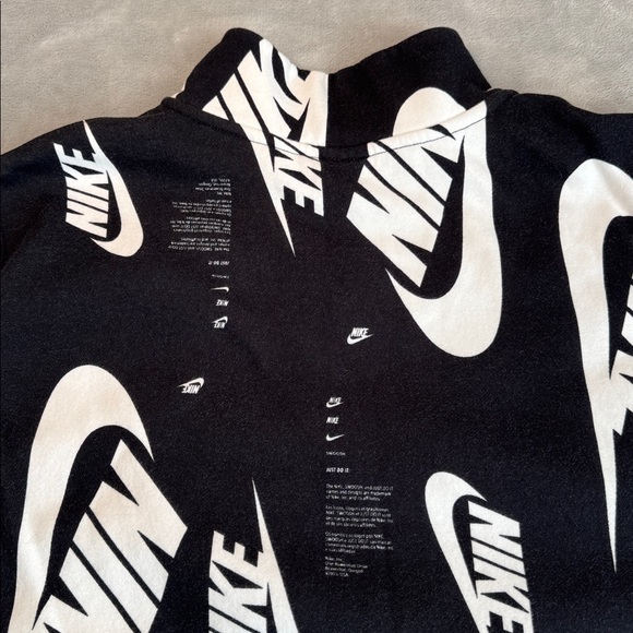 Nike Club Fleece 1/4 Zip All Over Print Sweatshirt Black White Size XXL - Picture 9 of 14
